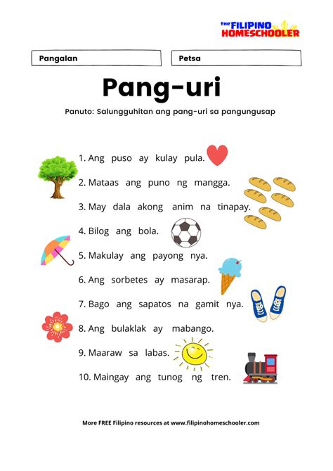 uri panguri filipino worksheets grade 6 may sagot